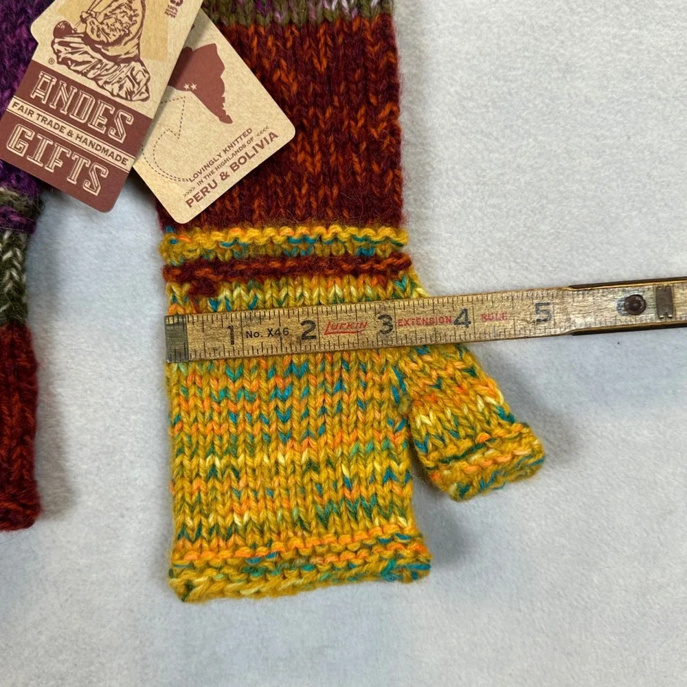 Andes Gifts Handmade Fair Trade Knit Fingerless Gloves Mismatched Multicolor